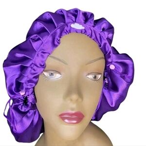 Purple Satin Hair Bonnet Cozy Bonnet for Sleep‎ - Purple - New